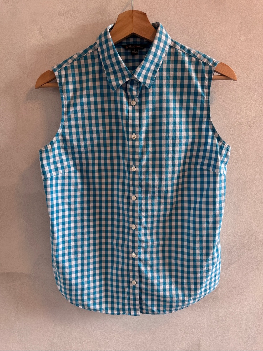 Brooks Brothers -  Sleeveless Gingham Button-Down Tank - Blue & White